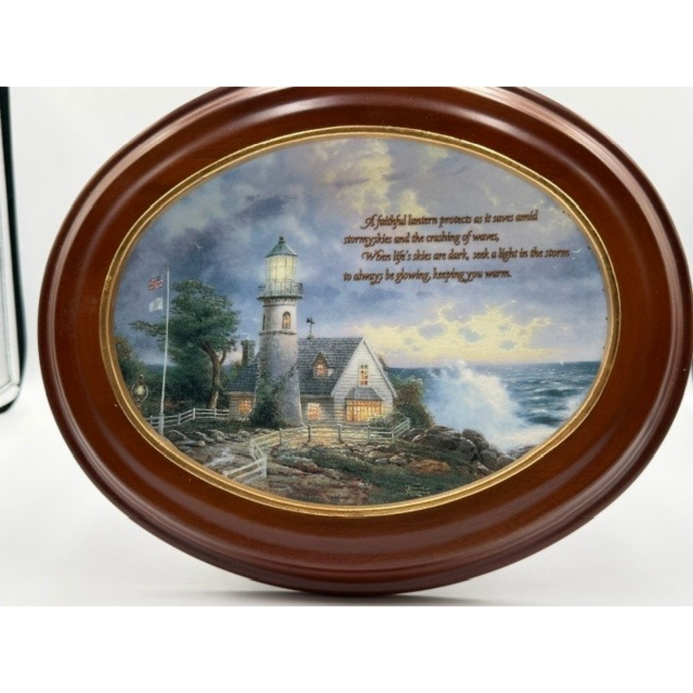 Thomas Kinkade A Light in the Storm Framed Collector Plate Bradford Exchange